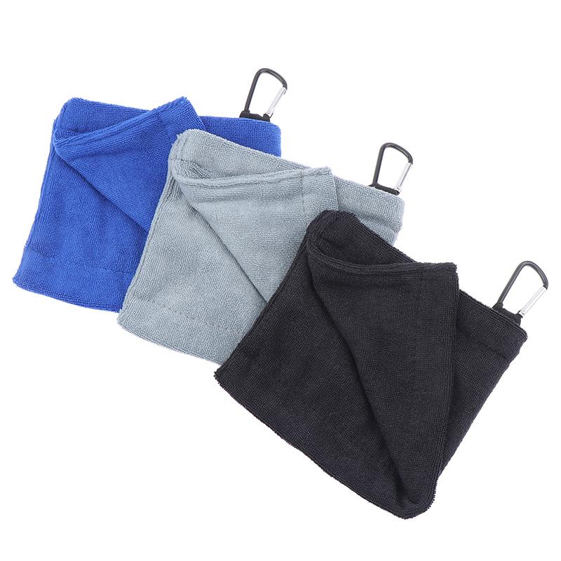 Square Microfiber Golf Ball Cleaning Towel Featuring Carabiner Hook for Water Absorption Club Head Wipe Cloth