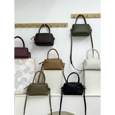 New Woven Bag For Women Niche High-end Wine Red Hand-held Single Shoulder Crossbody Small Square Bag Camera Pillow Bag