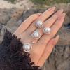 Versatile Korean Zircon and Pearl Jewelry Set: Necklace, Ring, and Earrings