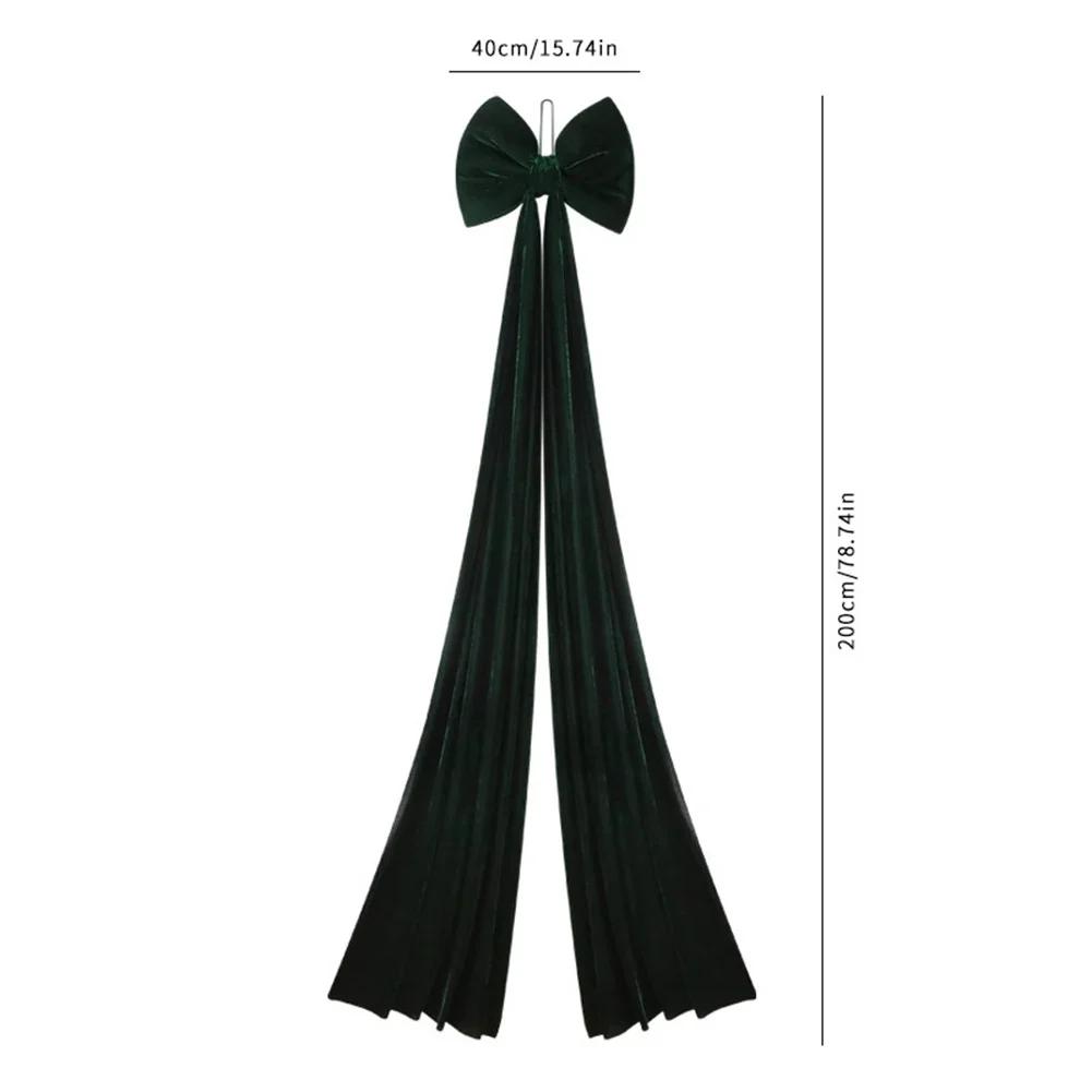 Large Velvet Bow Decoration for Christmas Tree and Garland in Burgundy Dark Green Red and White 15 74 by 78 74 inches