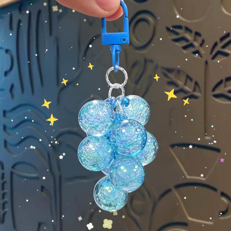 Charming Transparent Acrylic Grape Cluster Keychain - Women's Handbag Accessory & Small Gift