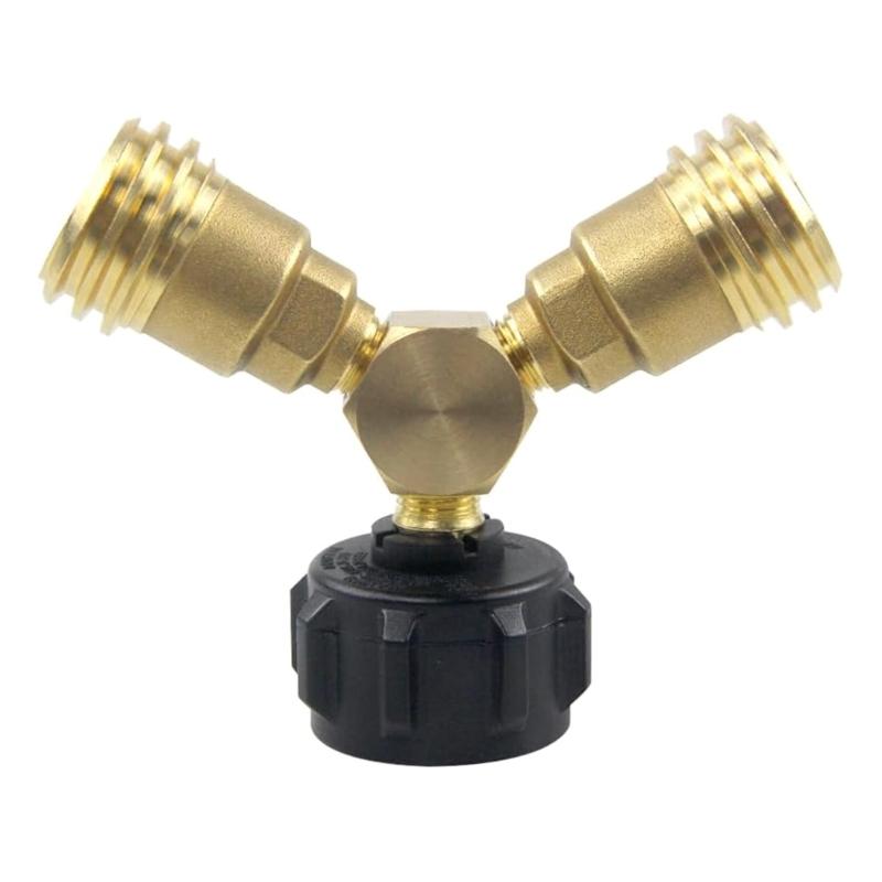 

Brasses Propanes Y Splitter Adapter With QCC1 Nut Fittings And Check Valves For Gas Grills Hose Assembly 1