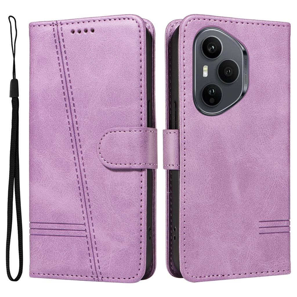 For Honor 400 Pro 5G (Global) Wallet Case T-Shape Lines Leather Phone Cover Stand