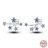 925 Sterling Silver Sparkling Cubic Zircon Star Moon Pendant Hoop Earrings for Women Luxury Wedding Anniversary Jewelry Gifts