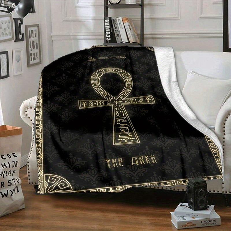 Ancient Egyptian mysterious symbols digital-printed polyester velvet flannel cover blanket Fleece soft cover blankets for beds