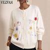 Women's Fashion Casual Fall Winter Flower Pattern Print Long Sleeve O-Neck Sweaters