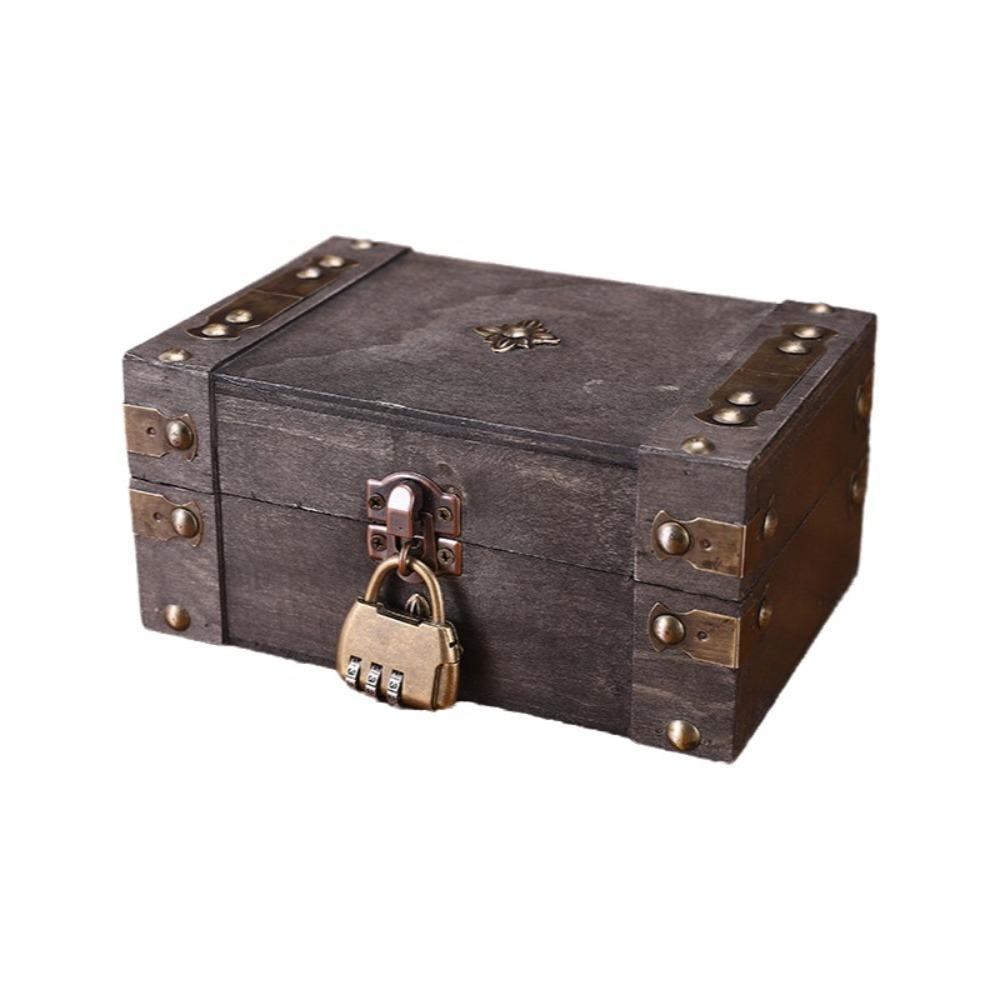 Vintage Jewelry Storage Box with a Lock Retro Style Desktop Organizer Collection Gift Box Home Use