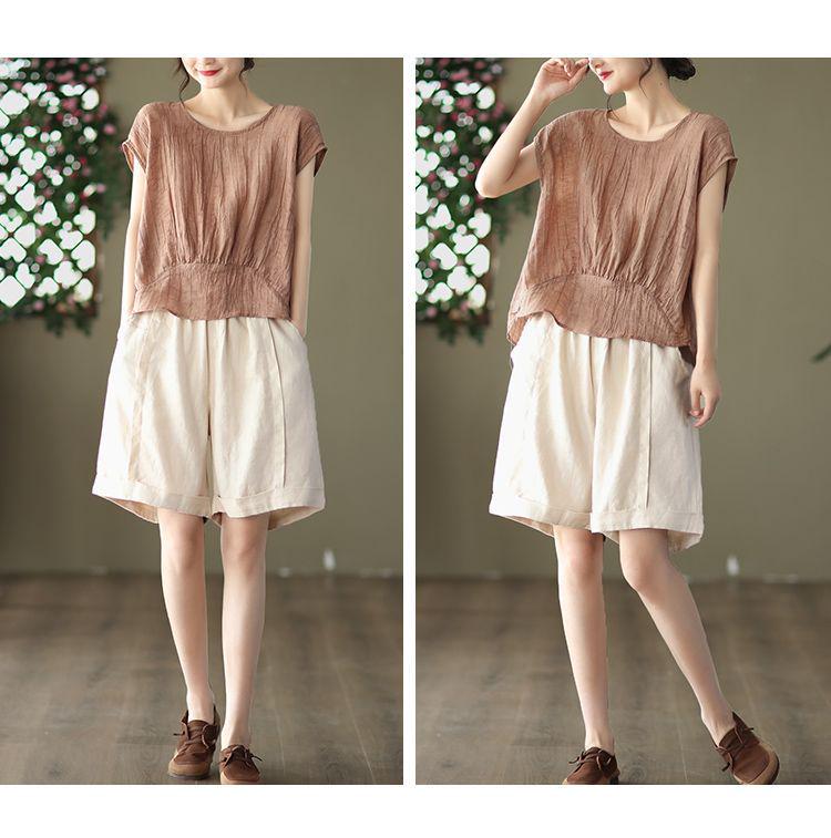 Women's High-Waist Elastic Linen Wide-Leg Shorts – Summer Lightweight, Loose, and All-Match