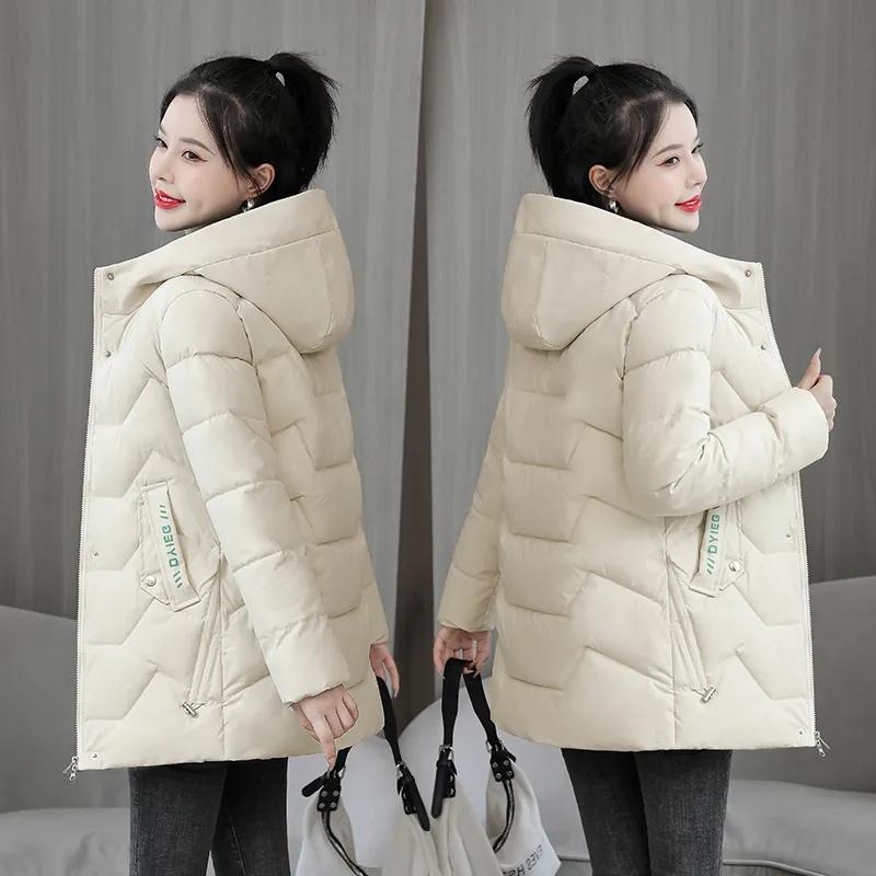 Women Winter Coat Jacket Warm Down Cotton Parkas Ladies Mid-Length Hooded Cotton Padded Coats Female Jackets Overcoat