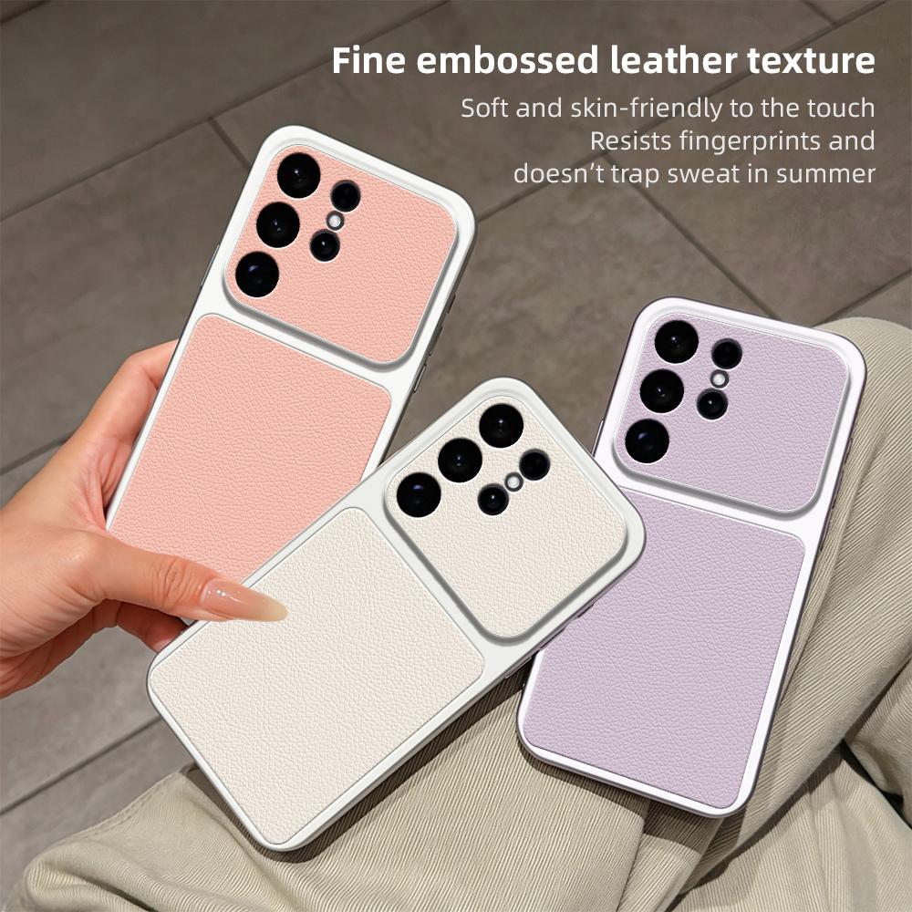For Samsung Galaxy S22 Ultra Case S21Ultra Cover Leather Case Luxury Lens Protection Phone Case Protect Matte leather Back Cover