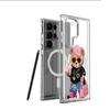 Kreskówkowy Miś Magnetyczne Etui na Telefon dla iPhone 15/16/17 Pro Max - Przezroczyste Pełne Pokrycie