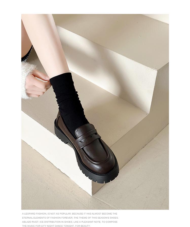Spring & Fall Large Size Platform Loafers: Thick Sole, Solid Color Slip-On Casual Shoes for European & American Fashion.