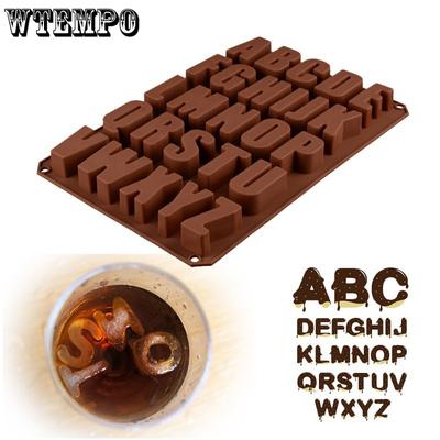 1 Stück Kaffee Einfach 26 Kavitäten Silikonform Schokolade Eiswürfel Große Buchstabenform Handgemachte Kuchen Backform Kaltprodukt Herstellungsform
