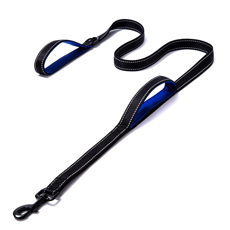 Pet Leash Nylon Woven Reflective Double Handle Dog Walking Rope Dog Products Explosion-proof Leash Dog Rope