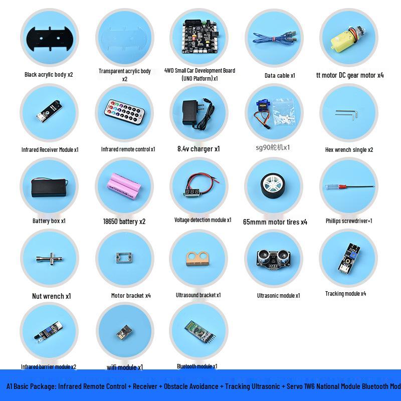 

Arduino Programming Smart Car Kit - Obstacle Avoidance & Bluetooth Remote for Maker Projects