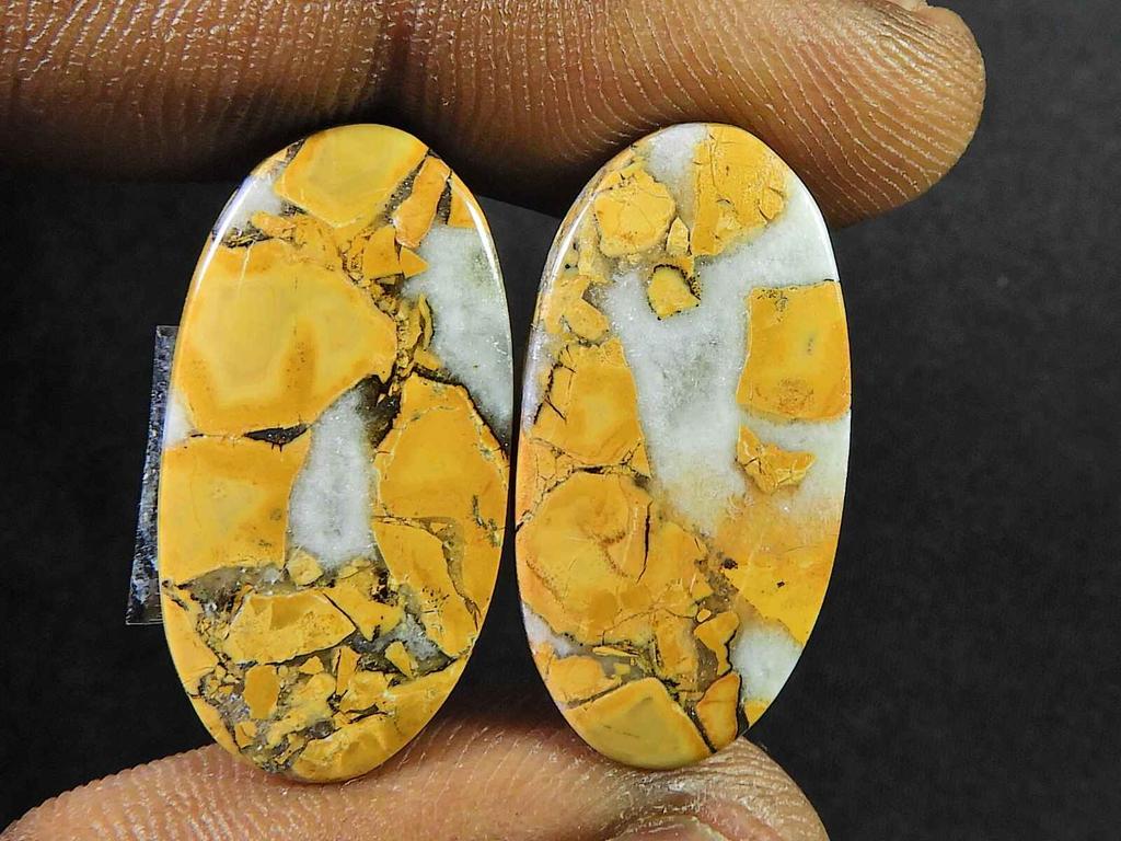 27Cts. Natural Maligano Jasper (13mm X 25mm each) Oval Cabochon Match Pair SK-2778
