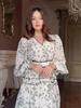 Elegant V-neck Waist-Cinching Long Summer Dress for Women - 2025 European & American Style