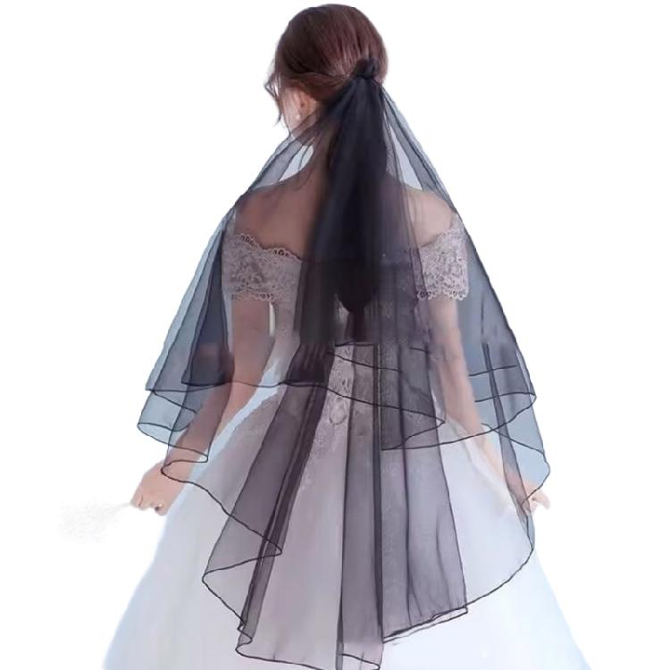 Hochzeitstüll Brautspitzen-Schleier mit Schleife/Blumenbesatz Eleganter Schleier für Brautjungfern