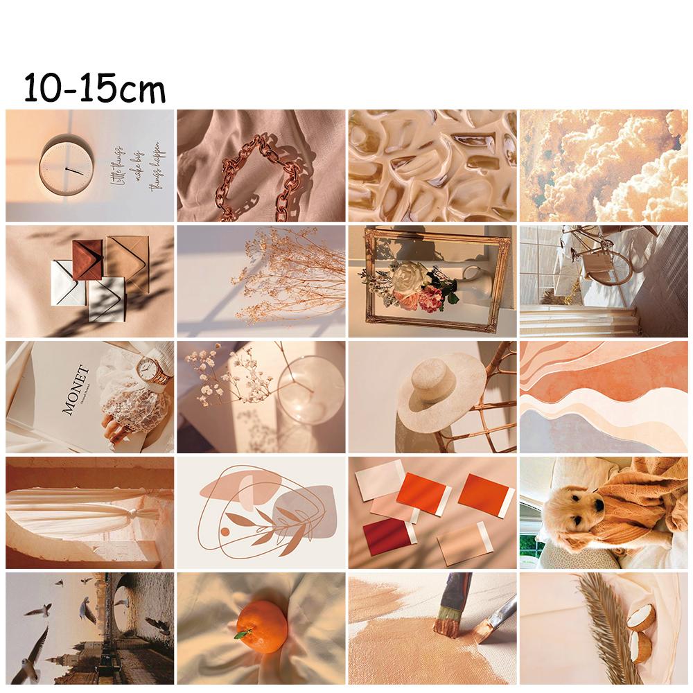 20PCS Beige Posters Sticker Collage Photography Collocation Room Background Decorative Background Wall Decoration Card