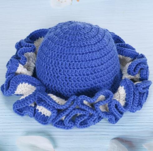 NEW Women Crochet Bucket Hats Y2k Fashion Pleated Ruffles Knitted Hat