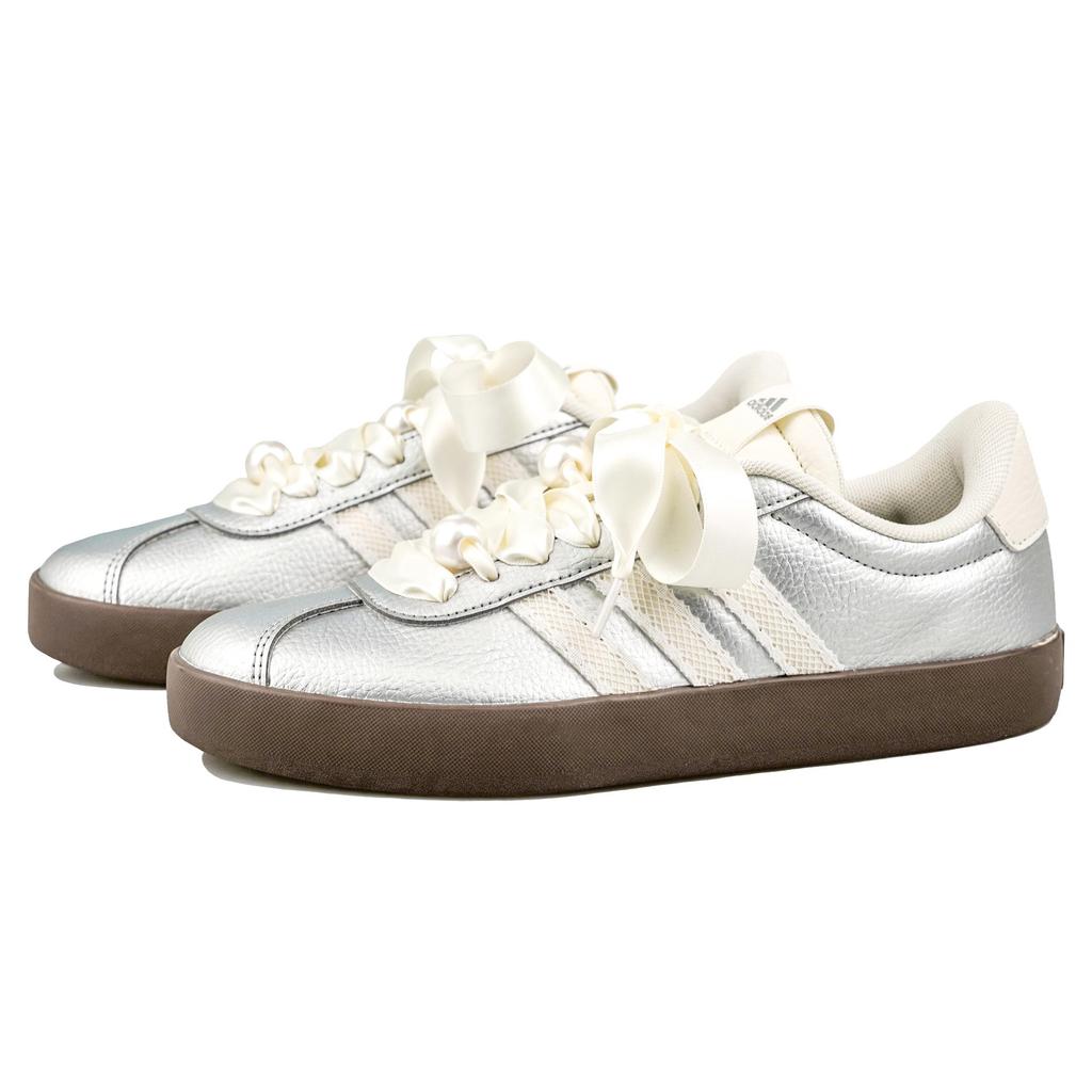 adidas VL COURT 3.0 RISK Stříbrný Mrazivý Perleťový Protiskluzové Odolné proti oděru Nízké Skateboardové boty Stříbrné JQ7315(Tým27-)