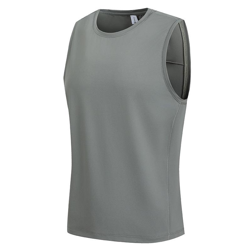 Men's Quick-Dry Elastic Training Vest - Ice Silk, Sleeveless, Loose Fit, Round Neck Top