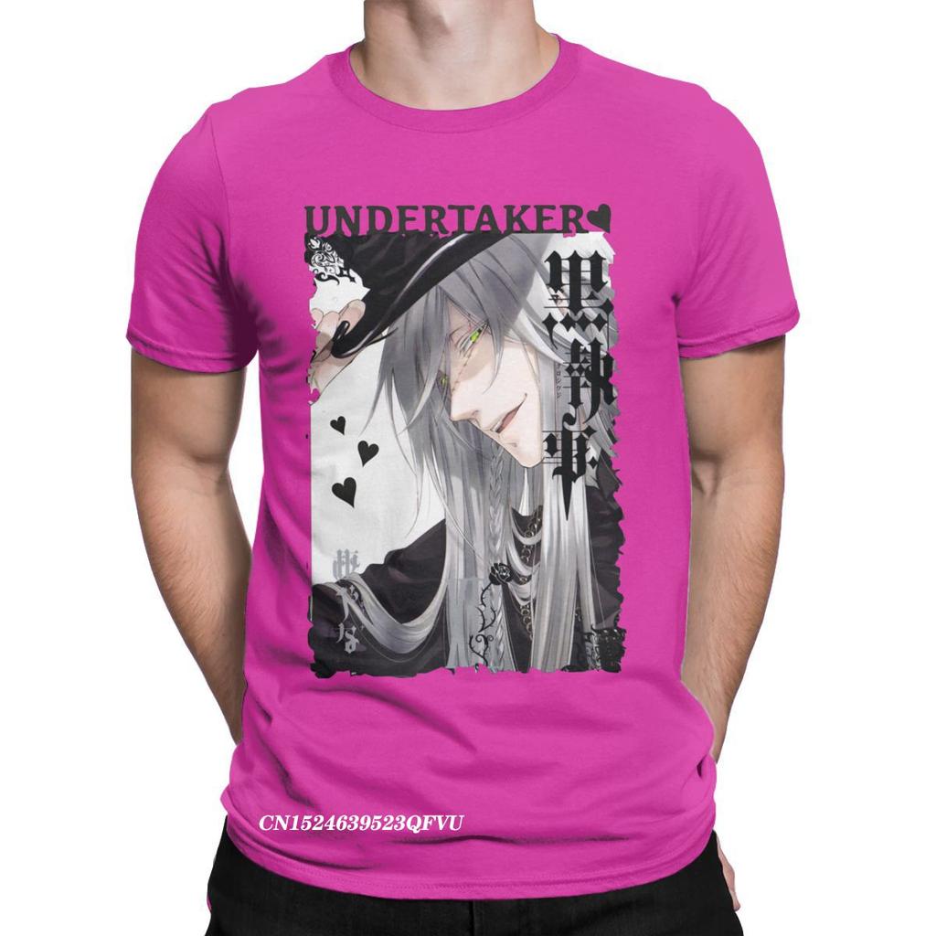 Undertaker Black Butler T-Shirts Herren Anime Lustig Premium Baumwoll T-Shirt Rundhals Harajuku T-Shirt Ästhetische Camisas Tops