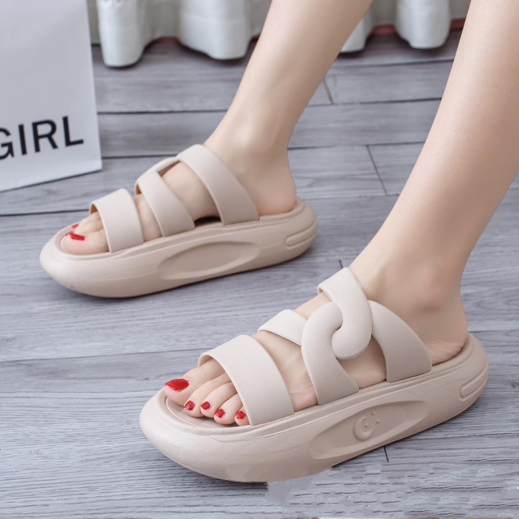 Neue Sommer Damen Modische Weiche Sohle Rutschfest Lässig Dicke Sohle PVC Strand Sandalen Hausschuhe