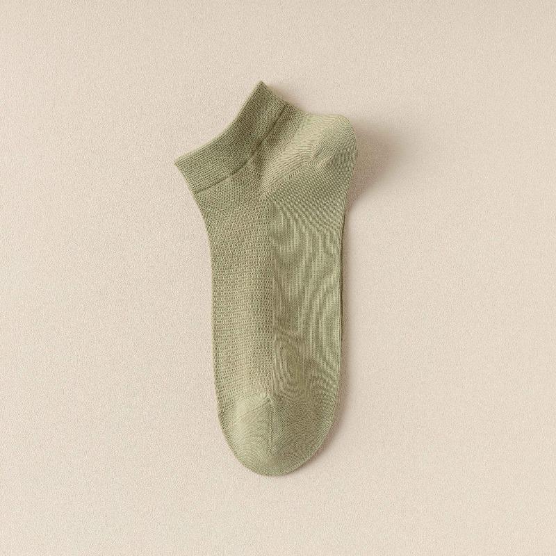Men's Summer Stockings - Perforated Mesh Breathable Sweat-absorbing Thin Style Boat Socks, Solid Color, Boneless Short Socks
