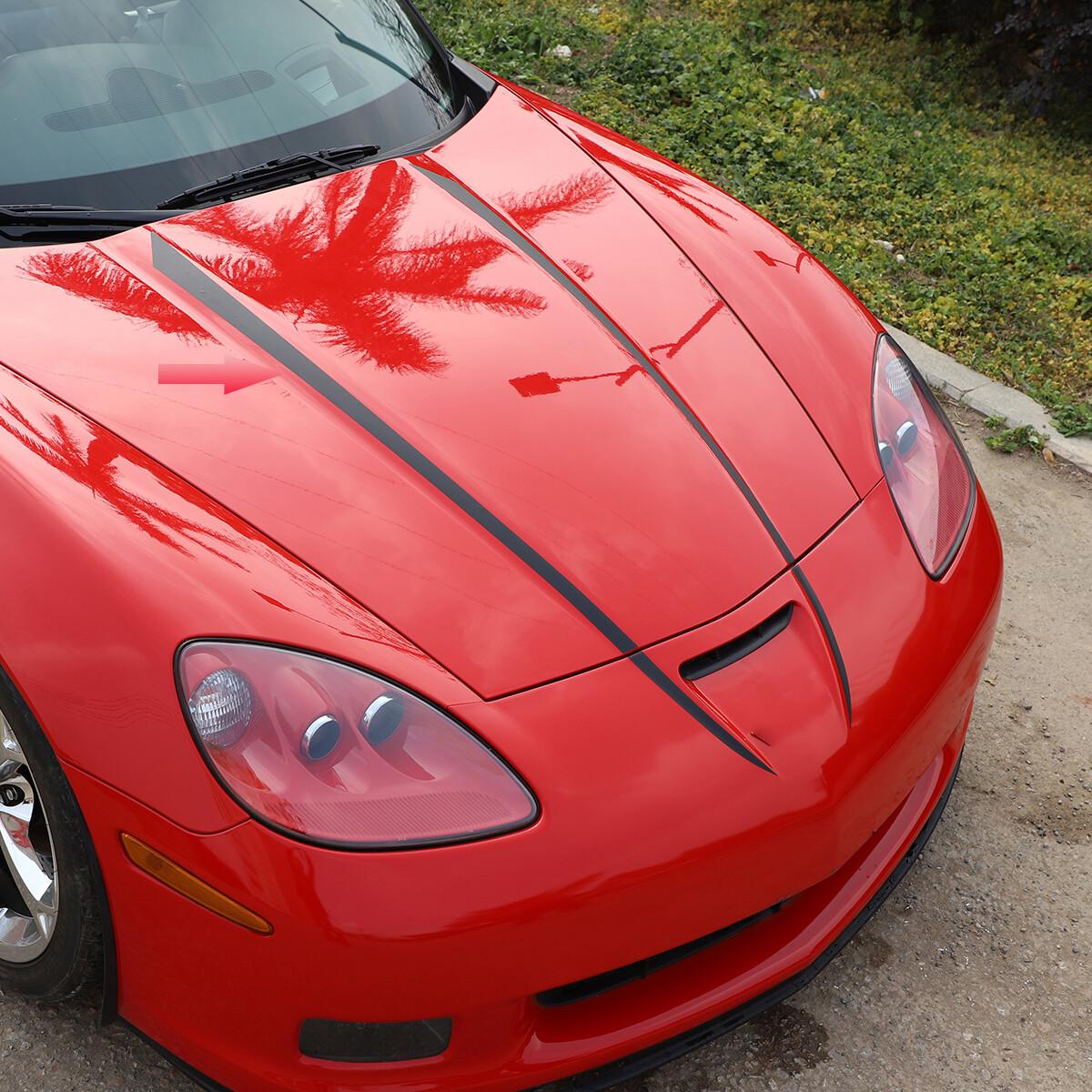Black Hood Decal Graphic Vinyls Exterior Sticker Trim For Corvette C6 2005-13 US