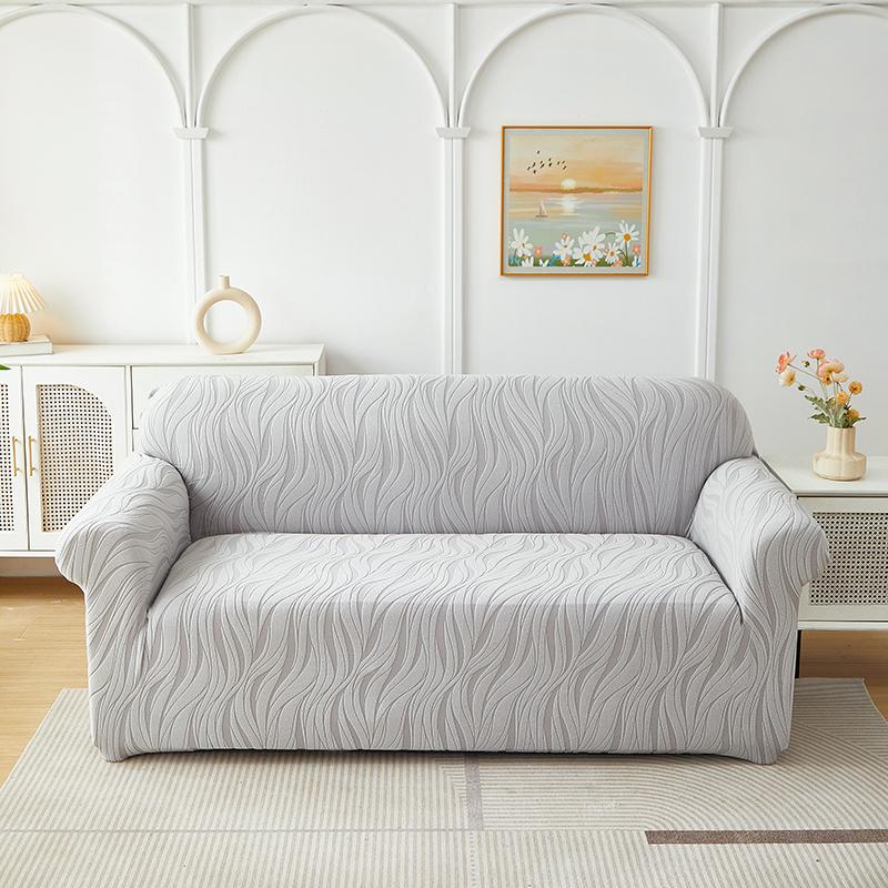 

1pc Water-ripples Shaped Solid Color Sofa Cover Elastic Non-Slip Sofa Slipcover Furniture Protector for Bedroom Living Room 1pc Single set(90-140cm)