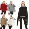 New Imitation Cashmere Warm Shawl Plus Size Rabbit Fur Ball Wrap Cloak Solid Color Tassels Scarf