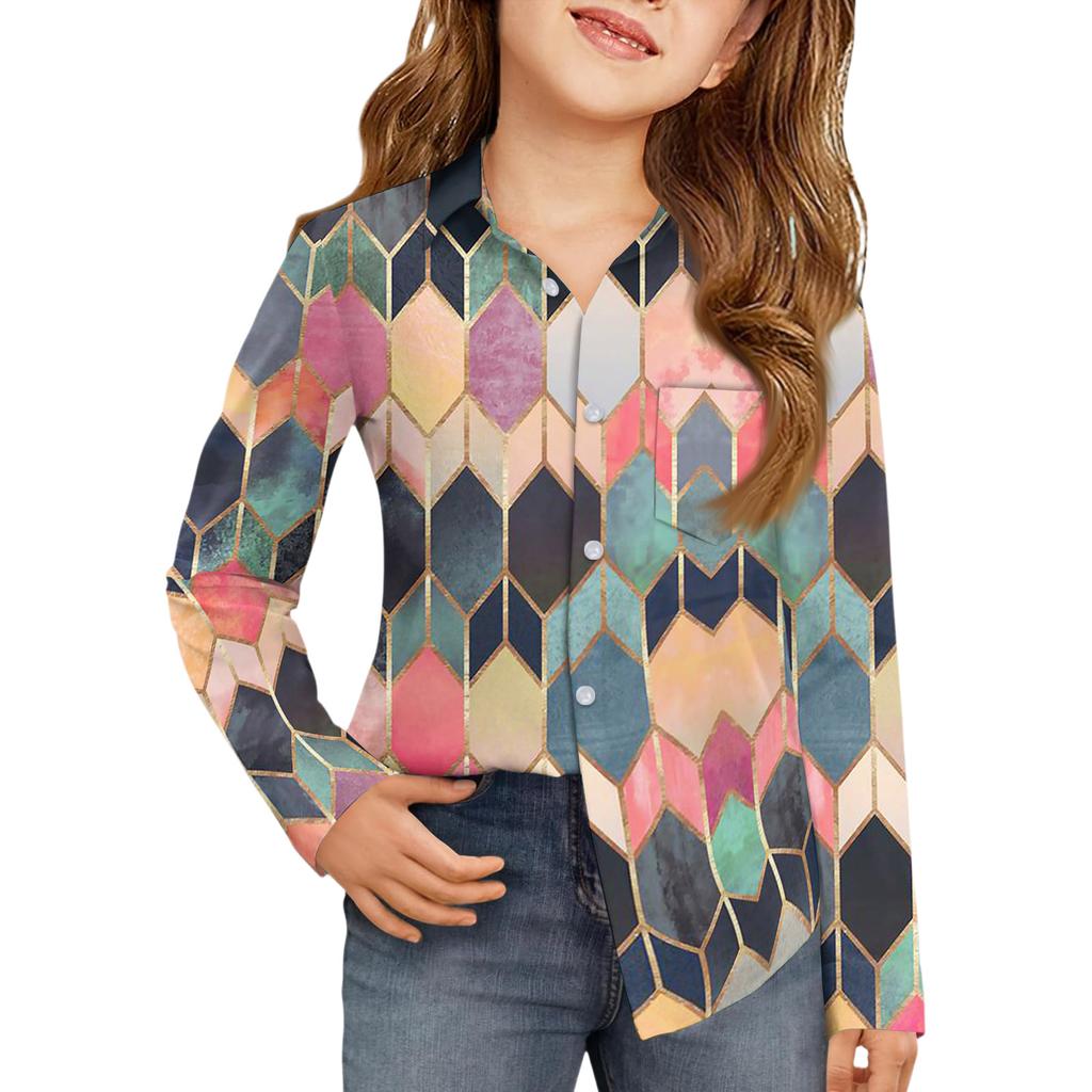 Girls' Button-Down Shirt - Long Sleeve Dress Blouse