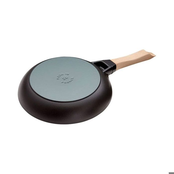 STAUB - Poêle En Fonte Avec Poignée En Bois, 24 Cm, Noir