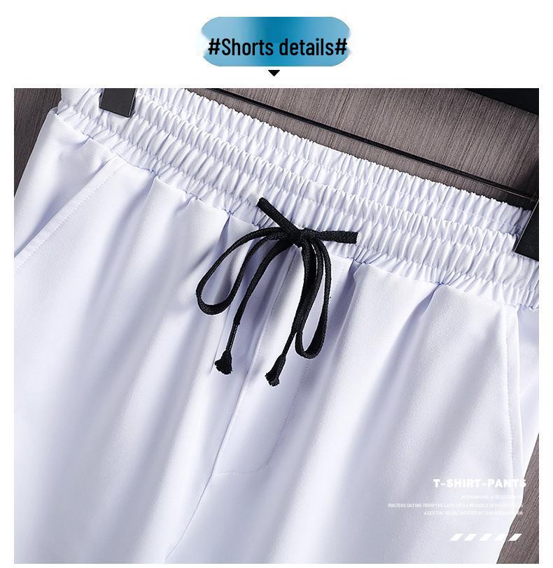 Men's Summer Snow Mountain Print Short-Sleeved T-shirt and Slim-Fit Shorts Two-Piece Set