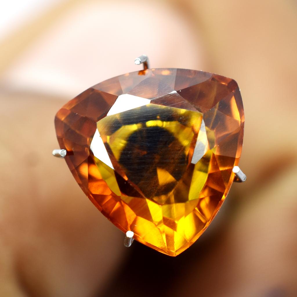 Natural Orange Sapphire Loose Gemstone Trillion Cut Shape 10.50 Ct September Birthday Birthstone