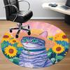 1pc Cat SunflowersChair Carpet for Office, Indoor Non-Slip Washable Polyester Fiber Carpet, Mat For Office, Machine Washable
