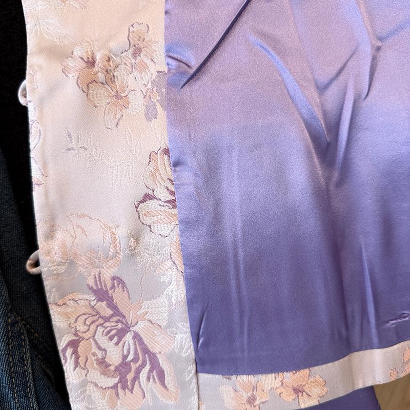 Silk Anti-Aging Plus Size Spring Jacket for Middle-Aged Women - Chinese Old Money Jacquard Style