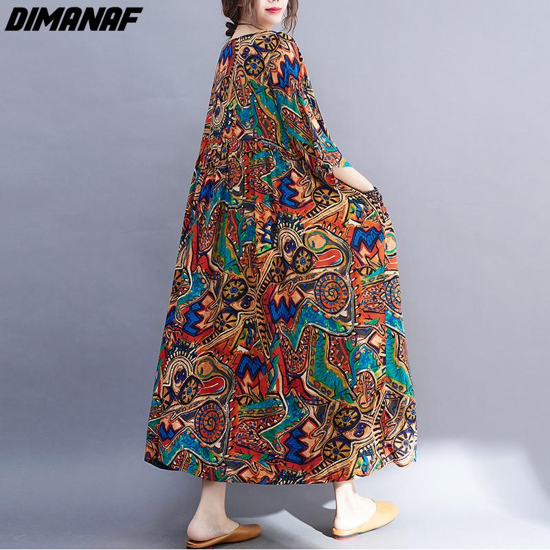 DIMANAF Plus Size Summer Dress Beach Casual Women Clothing Big 2022 New Dress Fashion Sundress