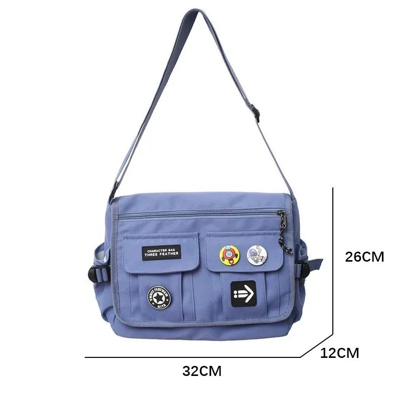 Harajuku Men Nylon Crossbody Bags For Women Messenger Bag Girls School Book Bags Youth Canvas Handbags Shoulder Bag Sac Bolsas