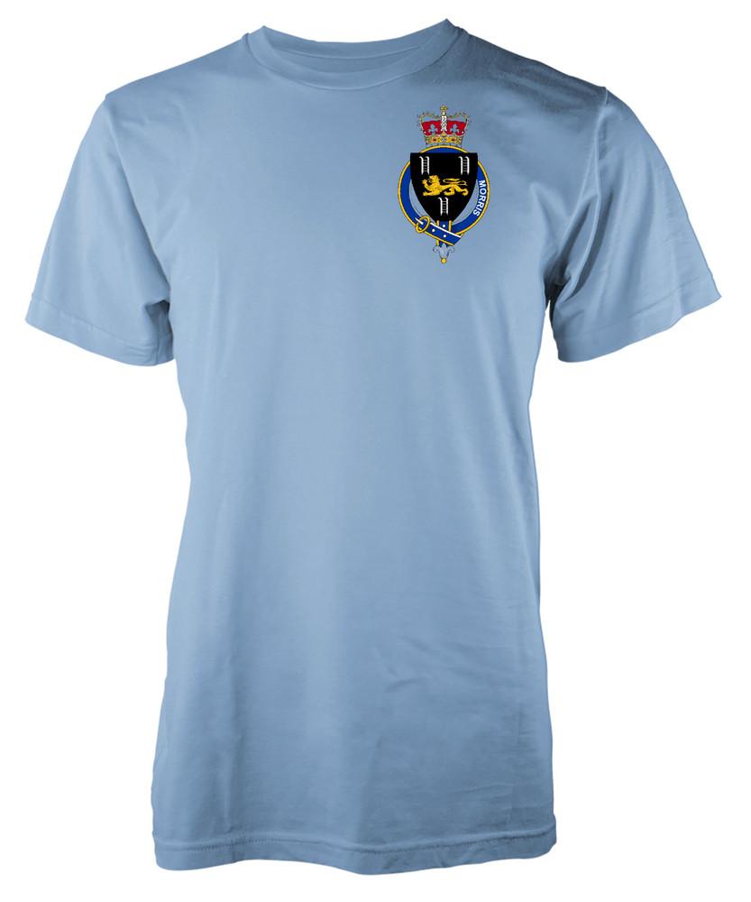 

Free Personalisation Morris Family Name T-Shirt Family Crest Badge Coat Of Arms 3XL