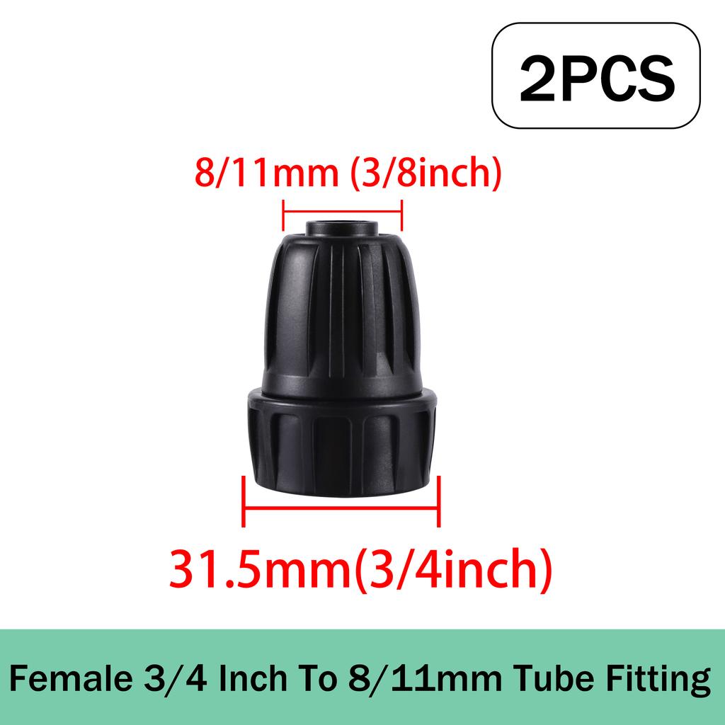 2pcs 3/4 Inch Faucet Adapter 8/11mm Locking Barb 3 Way T-Type Drip Hose Connection Fitting for Irrigation Spray Cooling System