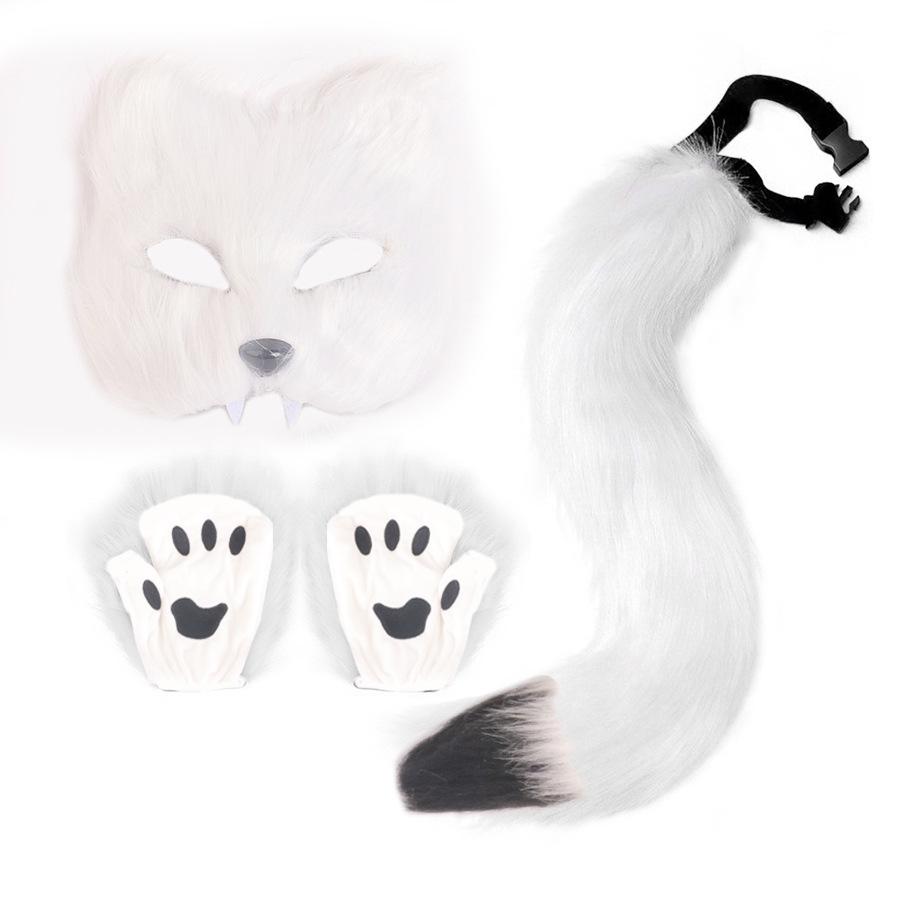 Cross-Border Halloween Fox Costume Set: Mask, Gloves, Plush Tail, Cosplay Accessories