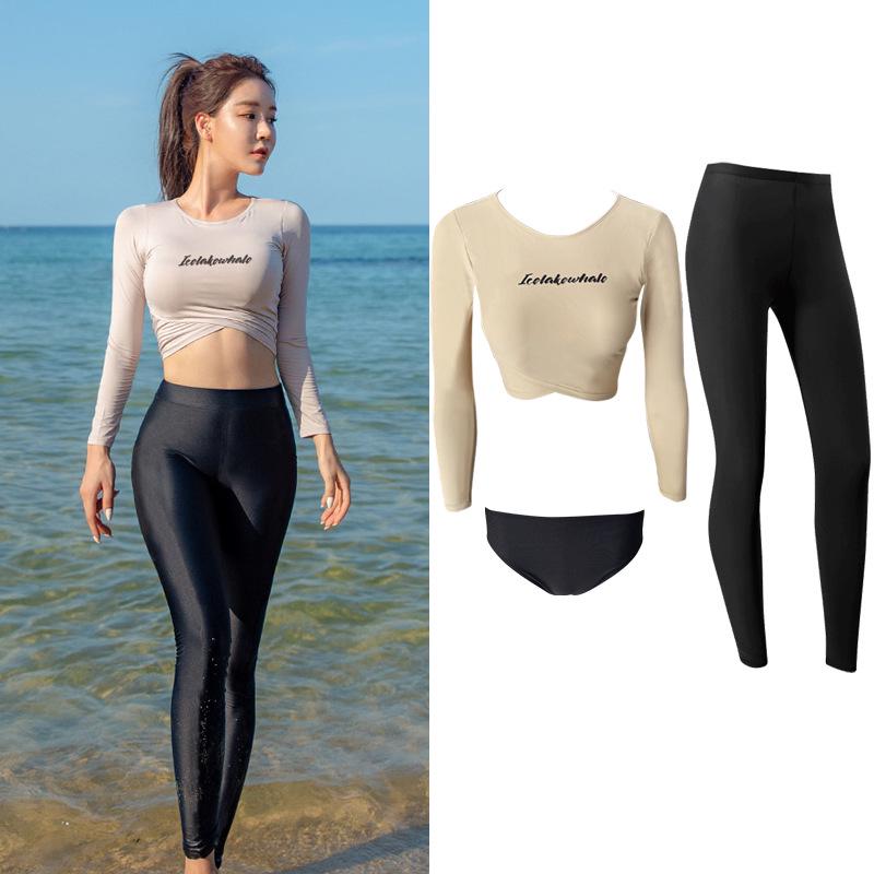 Women s Long Sleeve Two-Piece Wetsuit: Quick-Dry, Sun Protection Snorkeling  Surfing Pants Suit Medium
