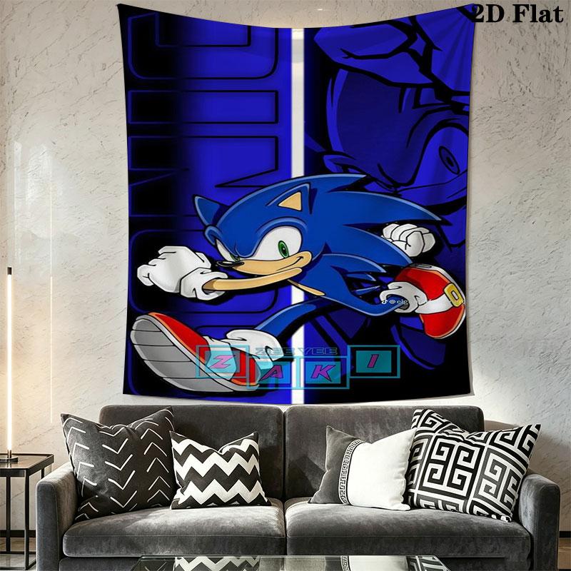 Hedgehog Sonic Whiz Wall Hanging Printed Fabric Blanket Decorative Tapestries for Bedroom Living Room Home Decor