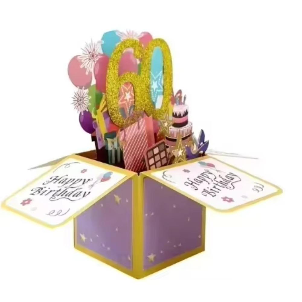 Přání k narozeninám s obálkou 3D dárková krabička Karta s přáním k narozeninám Dárek na párty