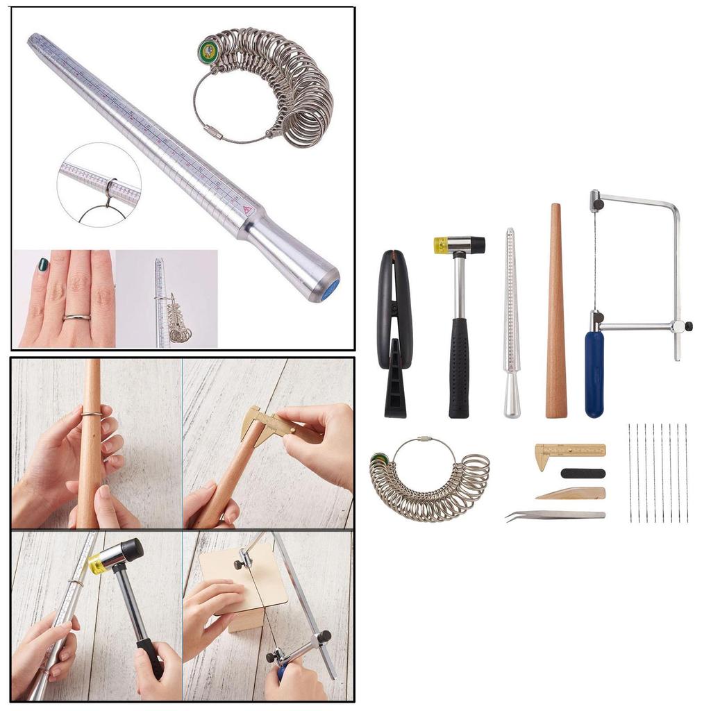 Jewelry Making Tool Jewelers Measuring Stick Mandrel Ring Sizer Gauge Set