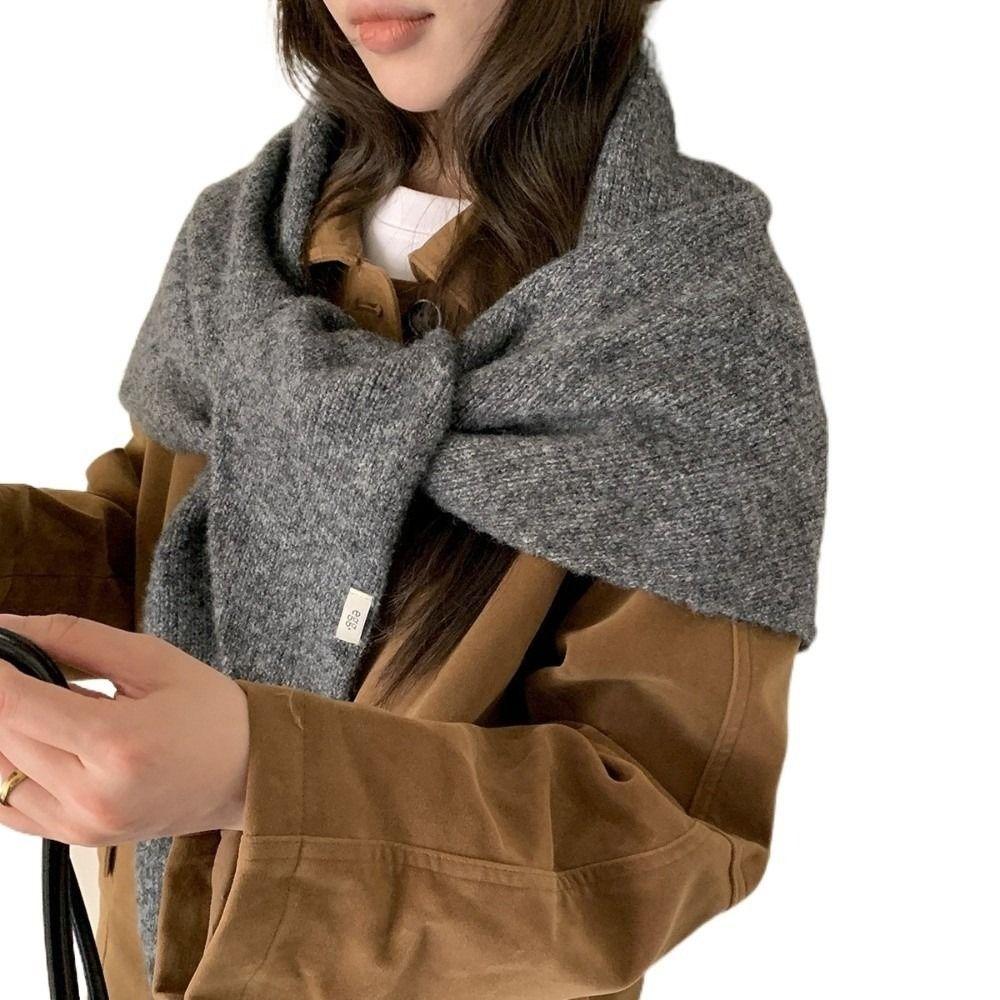 Bright Design Knitted Scarf Solid Color Triangle Scarf Baotou Style Winter Scarf  Casual Wear