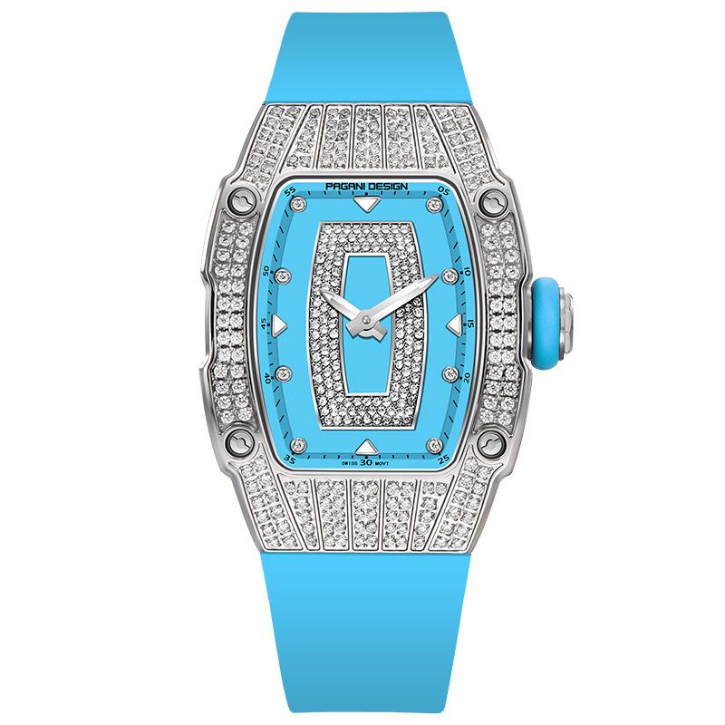 

PAGANI DESIGN модные водонепроницаемые кварцевые женские часы в форме тонны высокого класса синий/серебряный