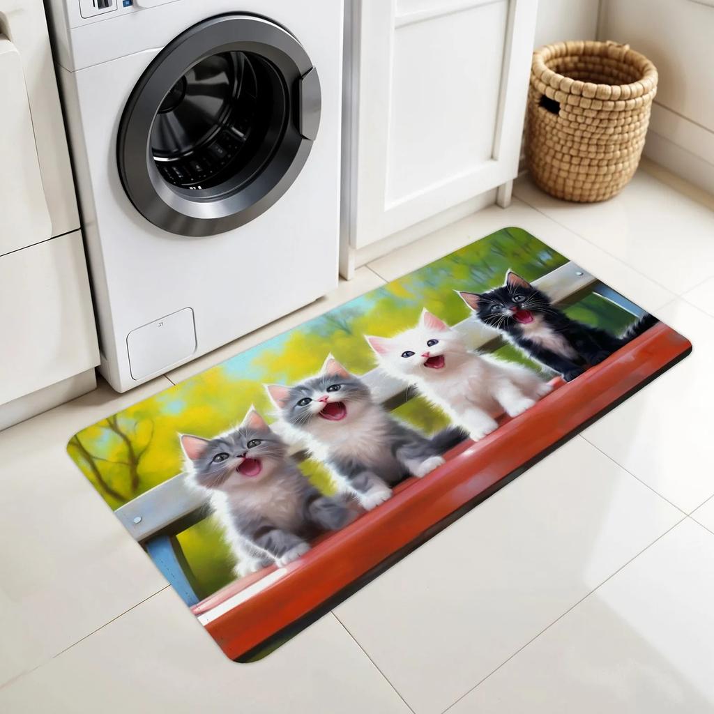 1PC Paw Print Pattern Kitchen Rug Non-Slip Door Mats Pop Design Bathroom Rug Bath Mat Carpet for Home Sink Laundry Decor